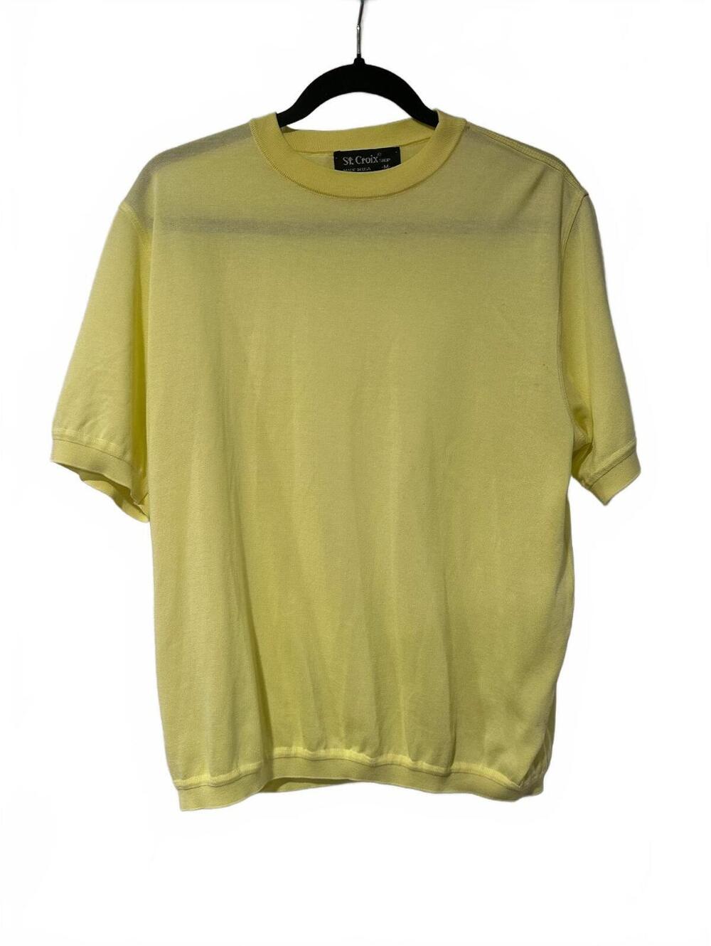 St. Croix Shop yellow microfiber short sleeve knit sweater